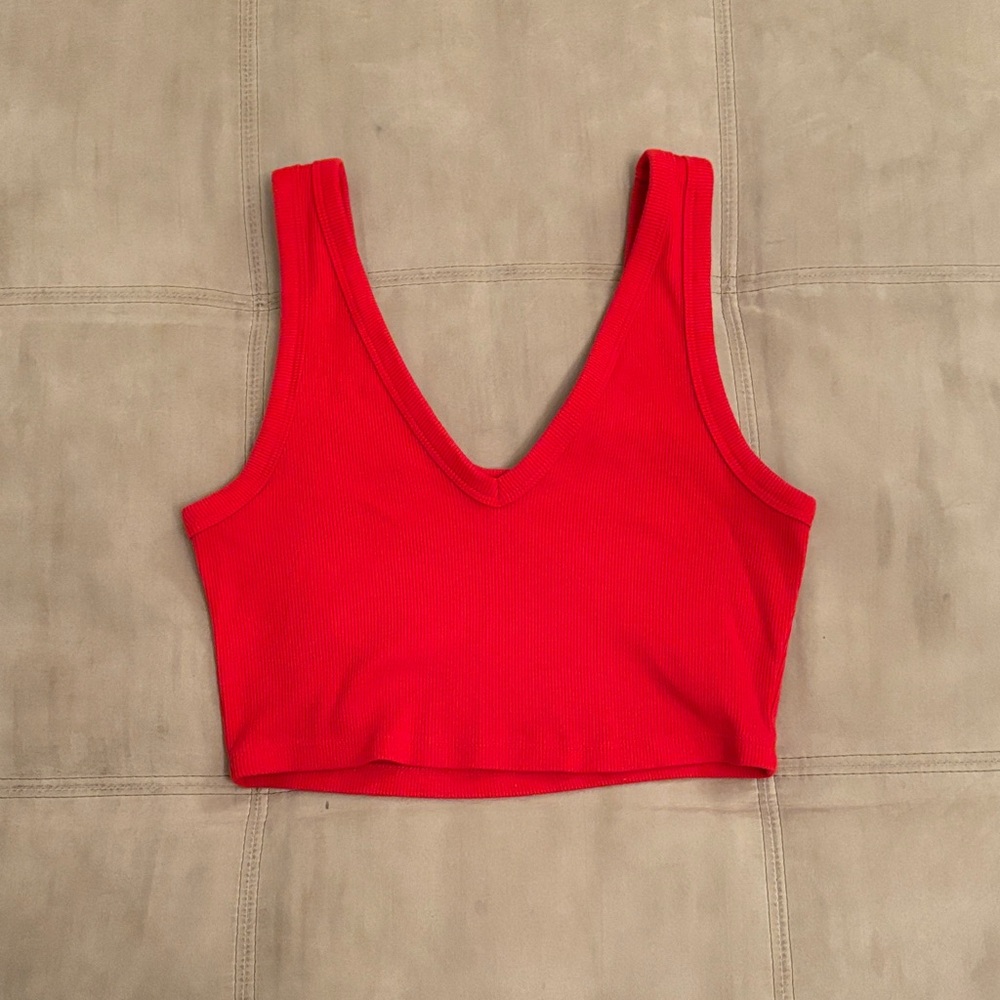 July 4th Wild Fable Bright Red V-Neck Crop Top Size Medium